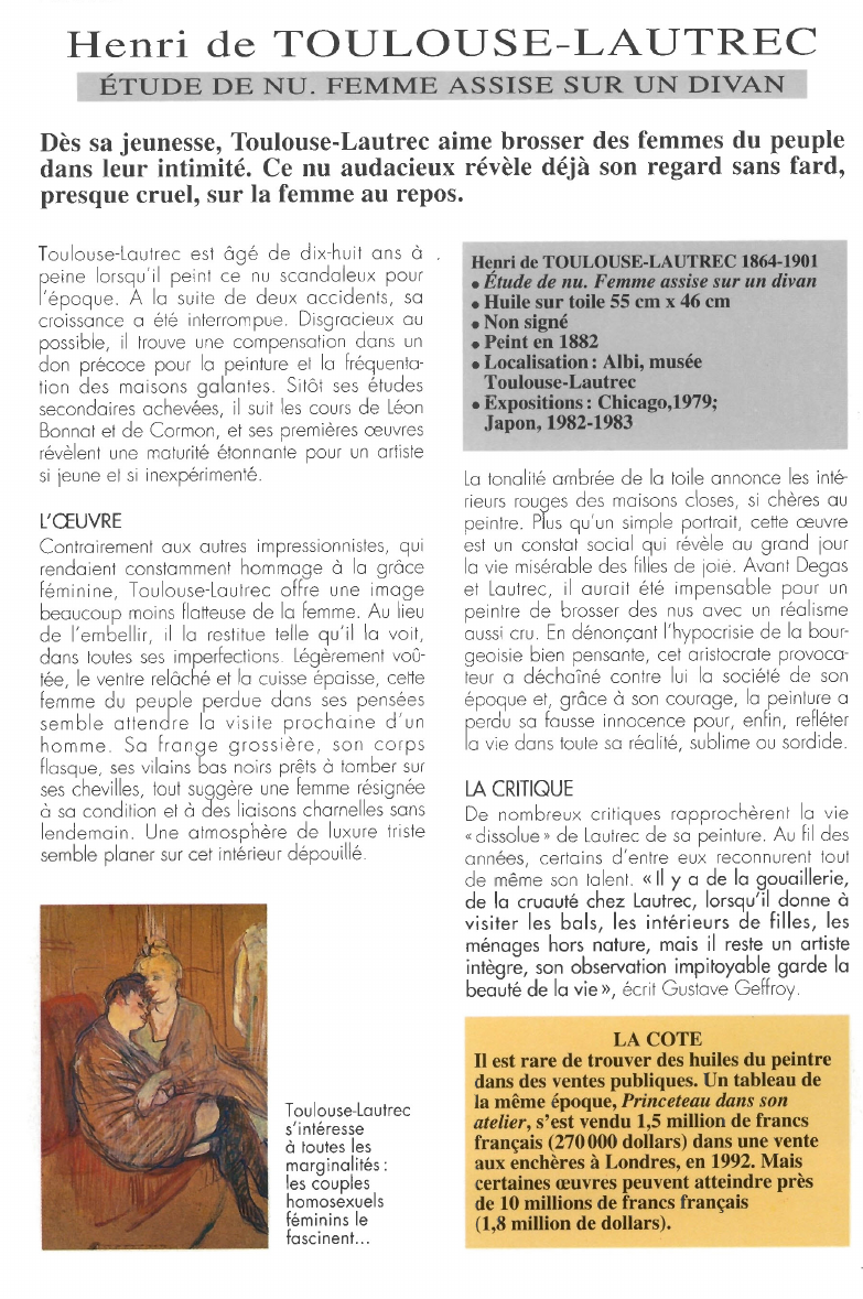 Prévisualisation du document Henri de TOULOUSE-LAUTREC:ÉTUDE DE NU.