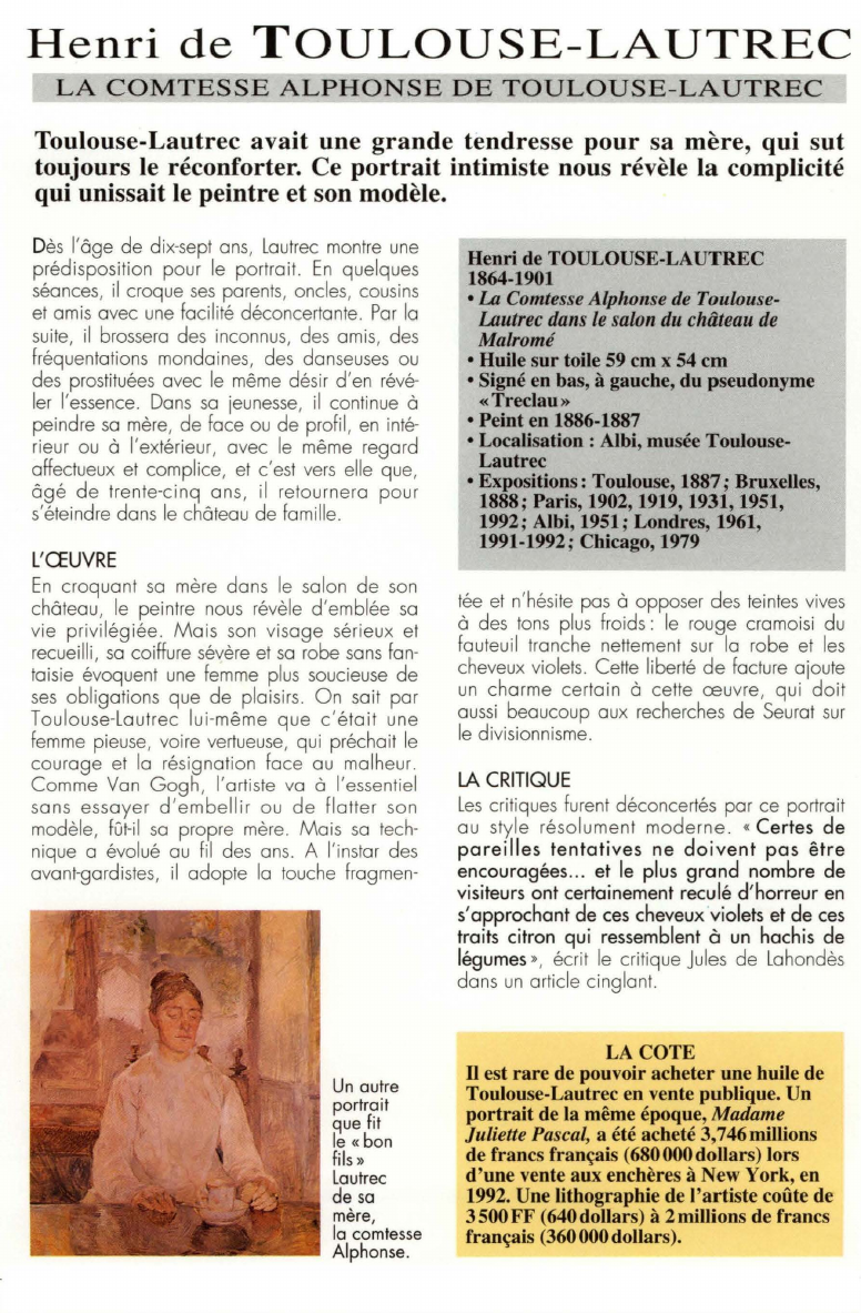 Prévisualisation du document Henri de TOULOUSE-LAUTREC:LA COMTESSE ALPHONSE DE TOULOUSE-LAUTREC.