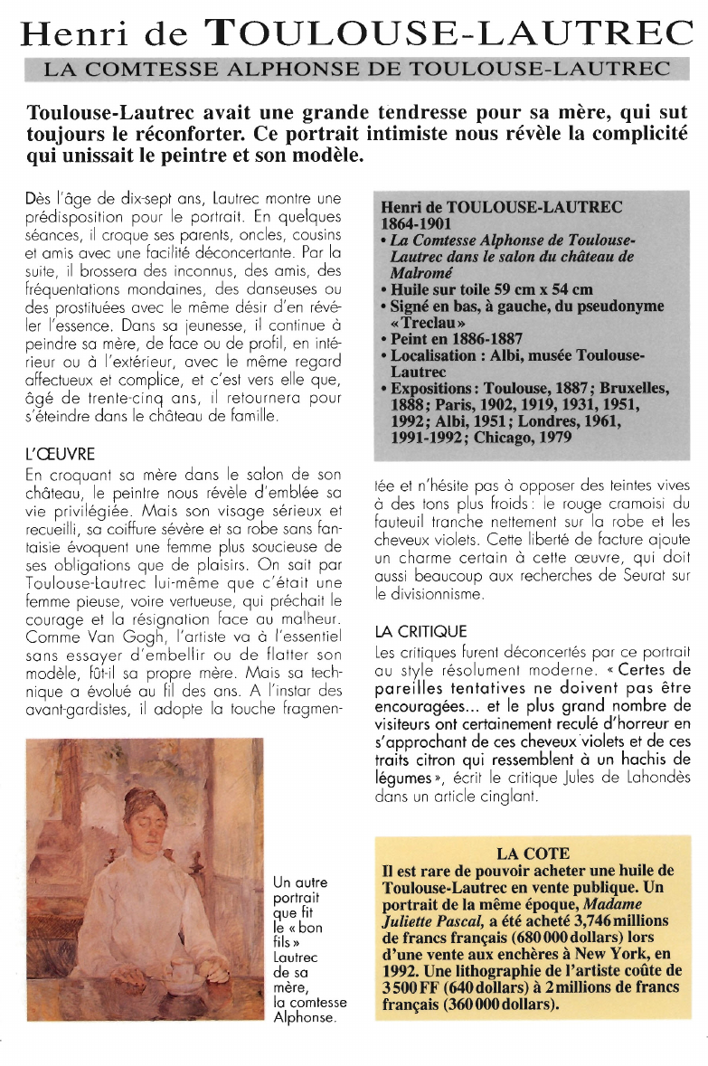 Prévisualisation du document Henri de TOULOUSE-LAUTREC:LA COMTESSE ALPHONSE DE TOULOUSE-LAUTREC.