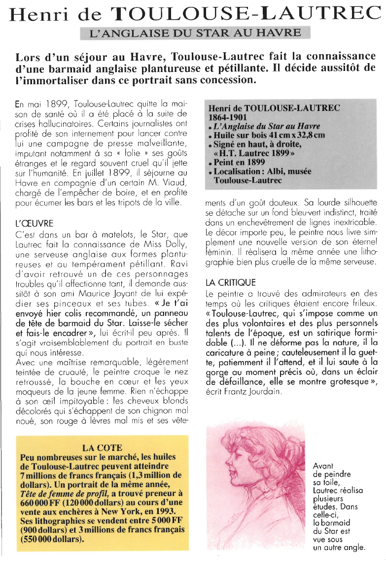 Prévisualisation du document Henri de TOULOUSE-LAUTREC:L'ANGLAISE DU STAR AU HAVRE.