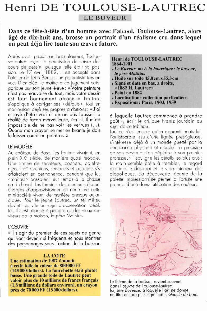 Prévisualisation du document Henri DE TOULOUSE-LAUTREC:LE BUVEUR.