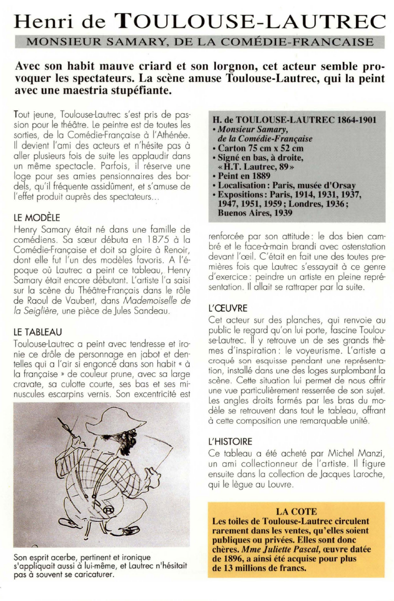 Prévisualisation du document Henri de TOULOUSE-LAUTREC:MONSIEUR SAMARY, DE LA COMÉDIE-FRANCAISE.