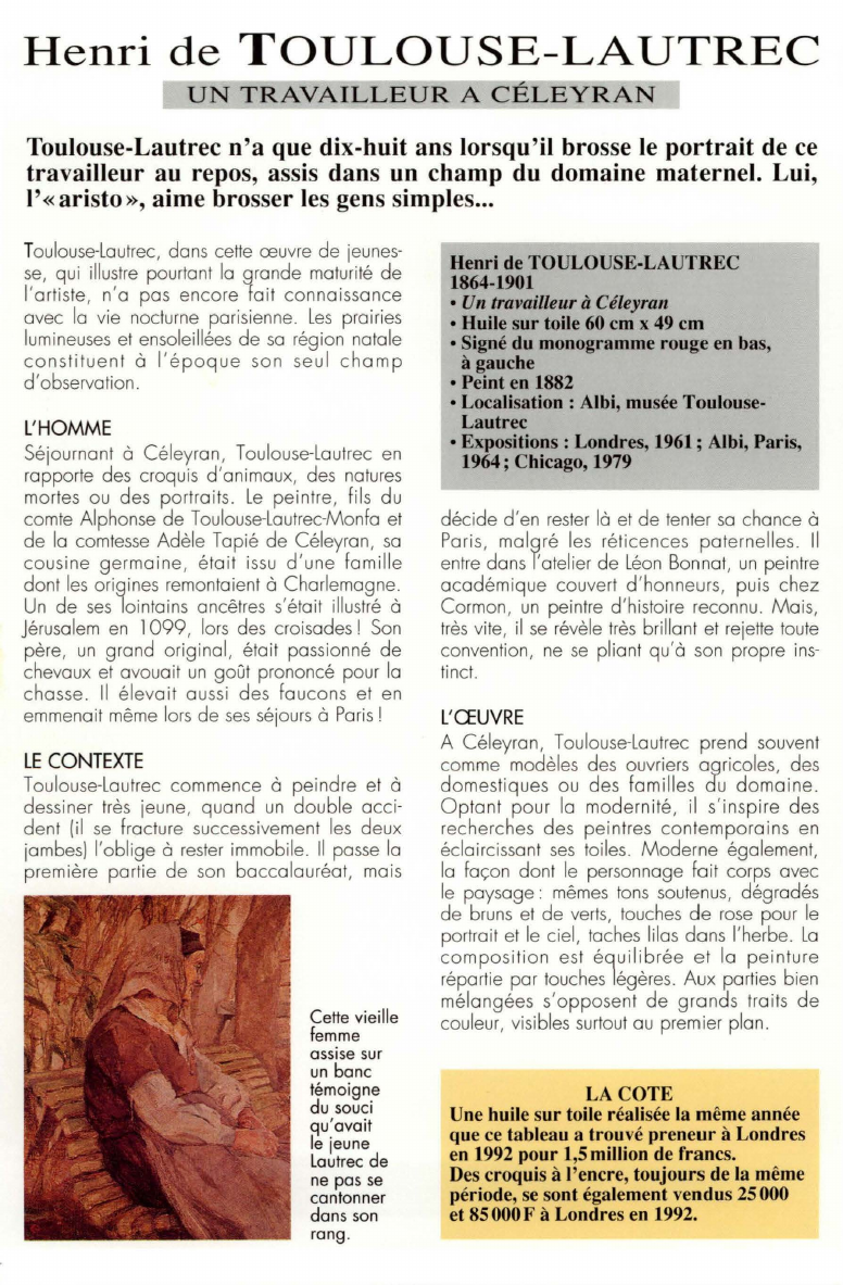 Prévisualisation du document Henri de TOULOUSE-LAUTREC:UN TRAVAILLEUR A CÉLEYRAN.