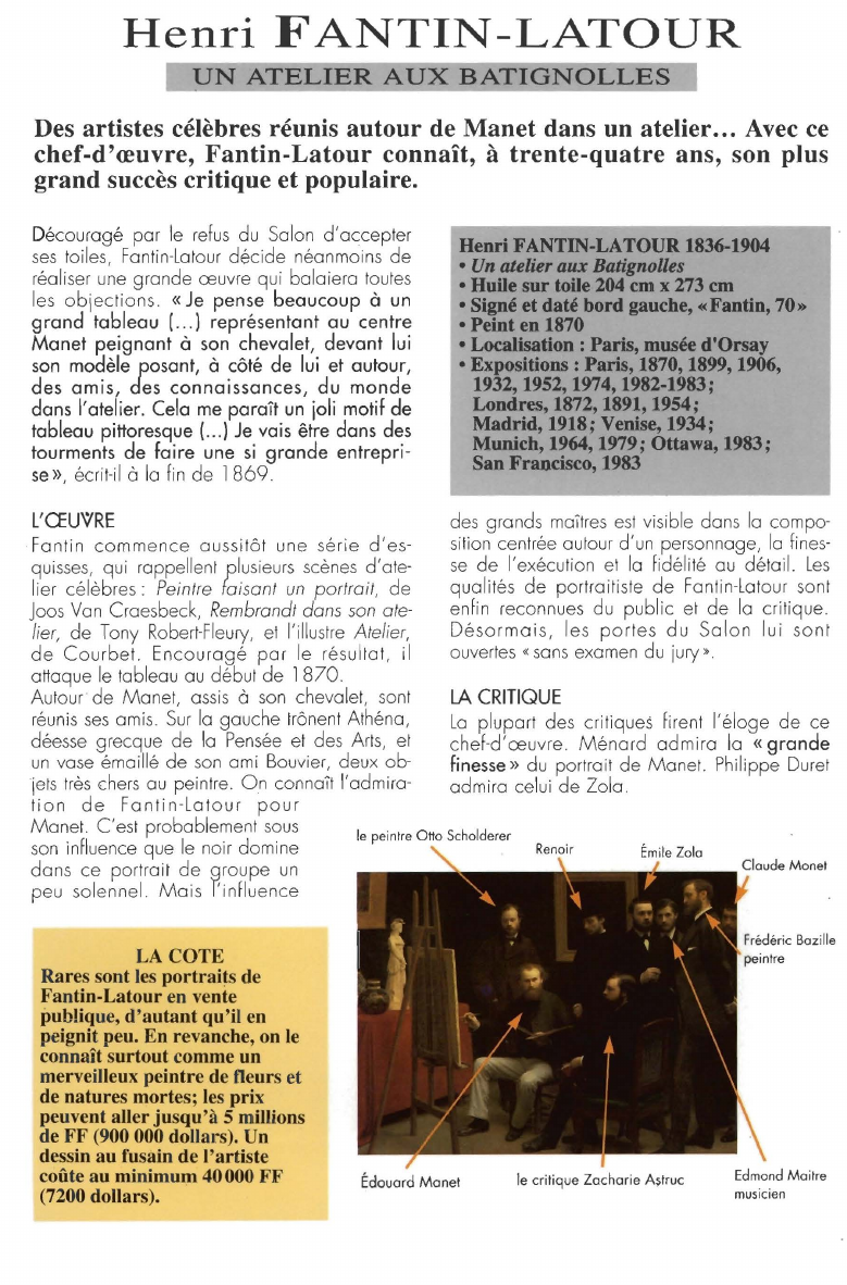 Prévisualisation du document Henri FANTIN-LATOUR:UN ATELIER AUX BATIGNOLLES.