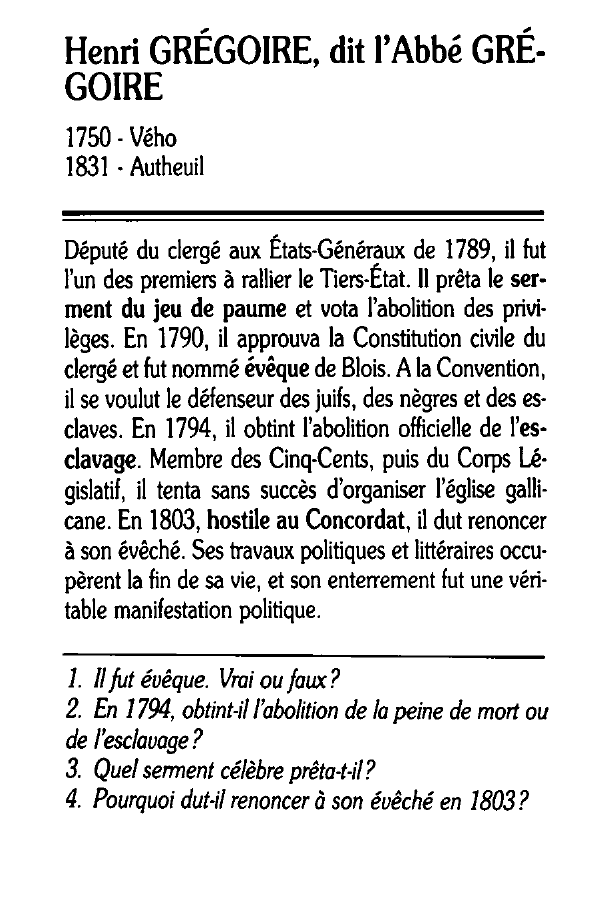Prévisualisation du document Henri GRÉGOIRE, dit l'Abbé GRÉGOIRE