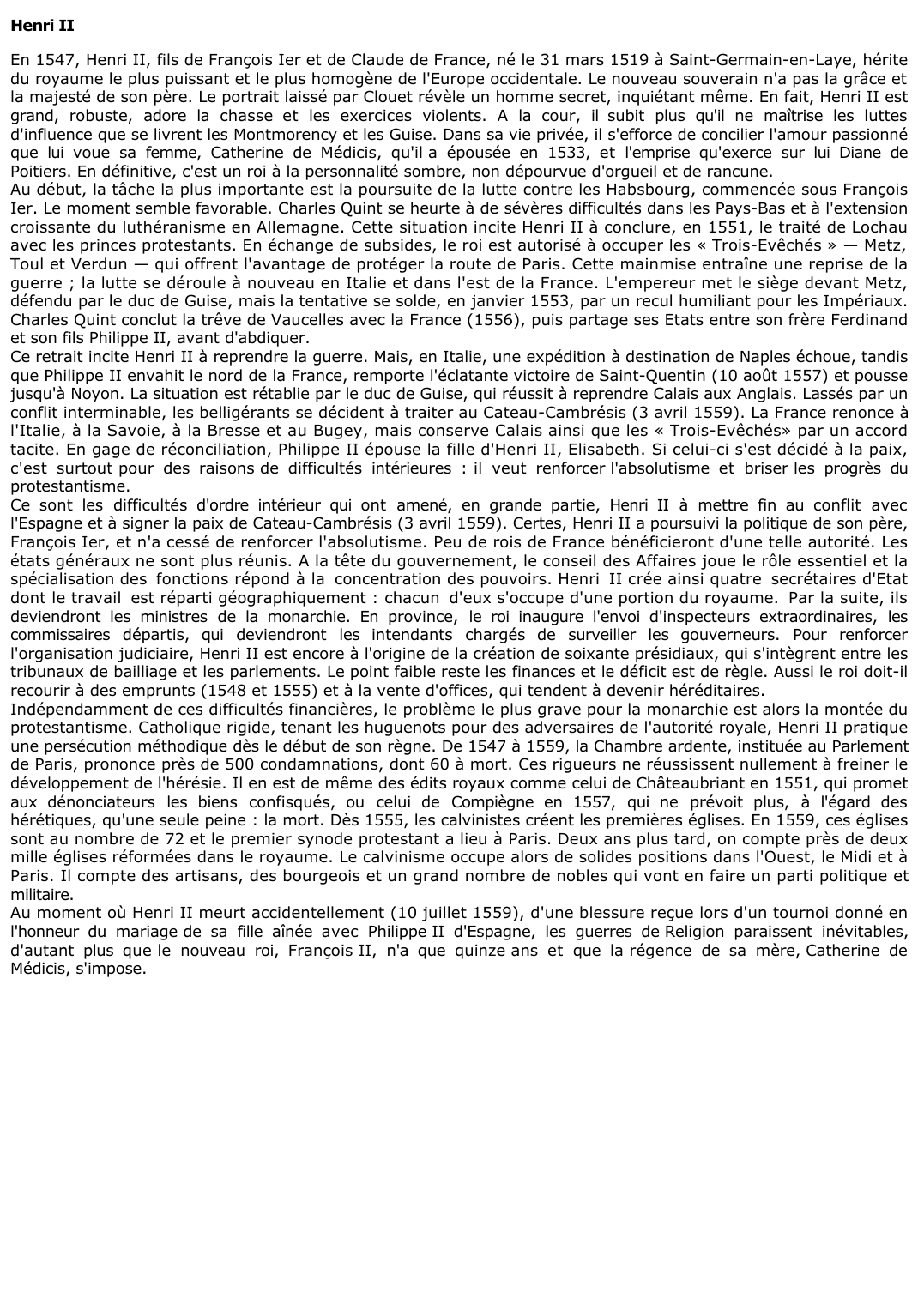 Prévisualisation du document Henri II