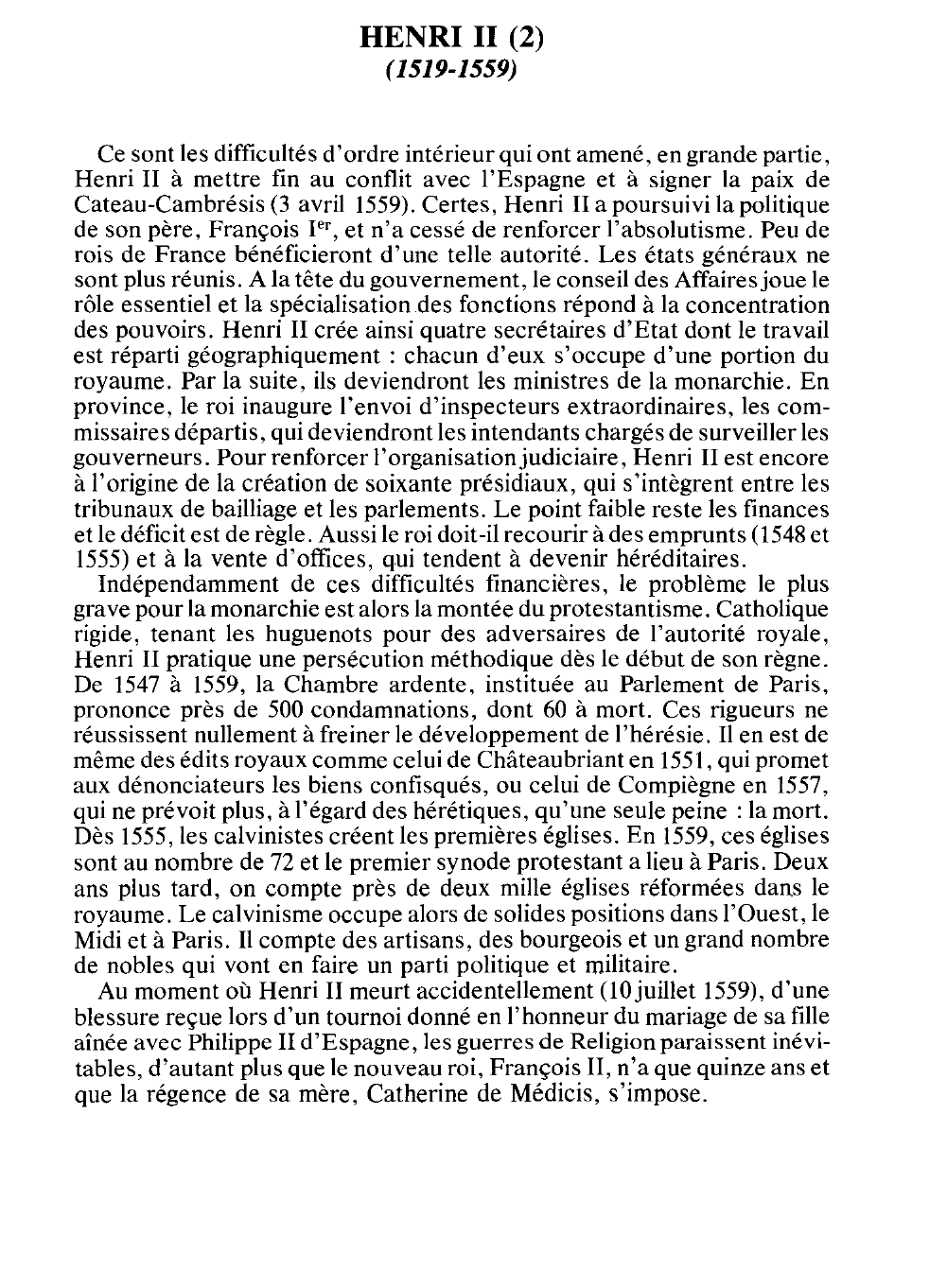 Prévisualisation du document HENRI II