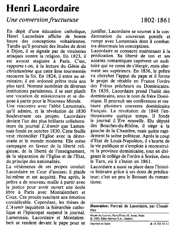 Prévisualisation du document Henri LacordaireUne conversion fructueuse.