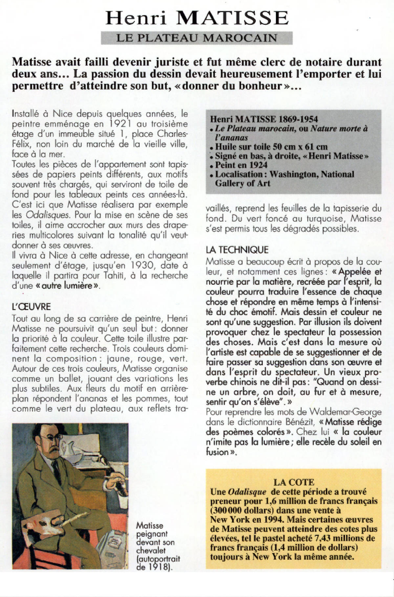 Prévisualisation du document Henri MATISSE:LE PLATEAU MAROCAIN.