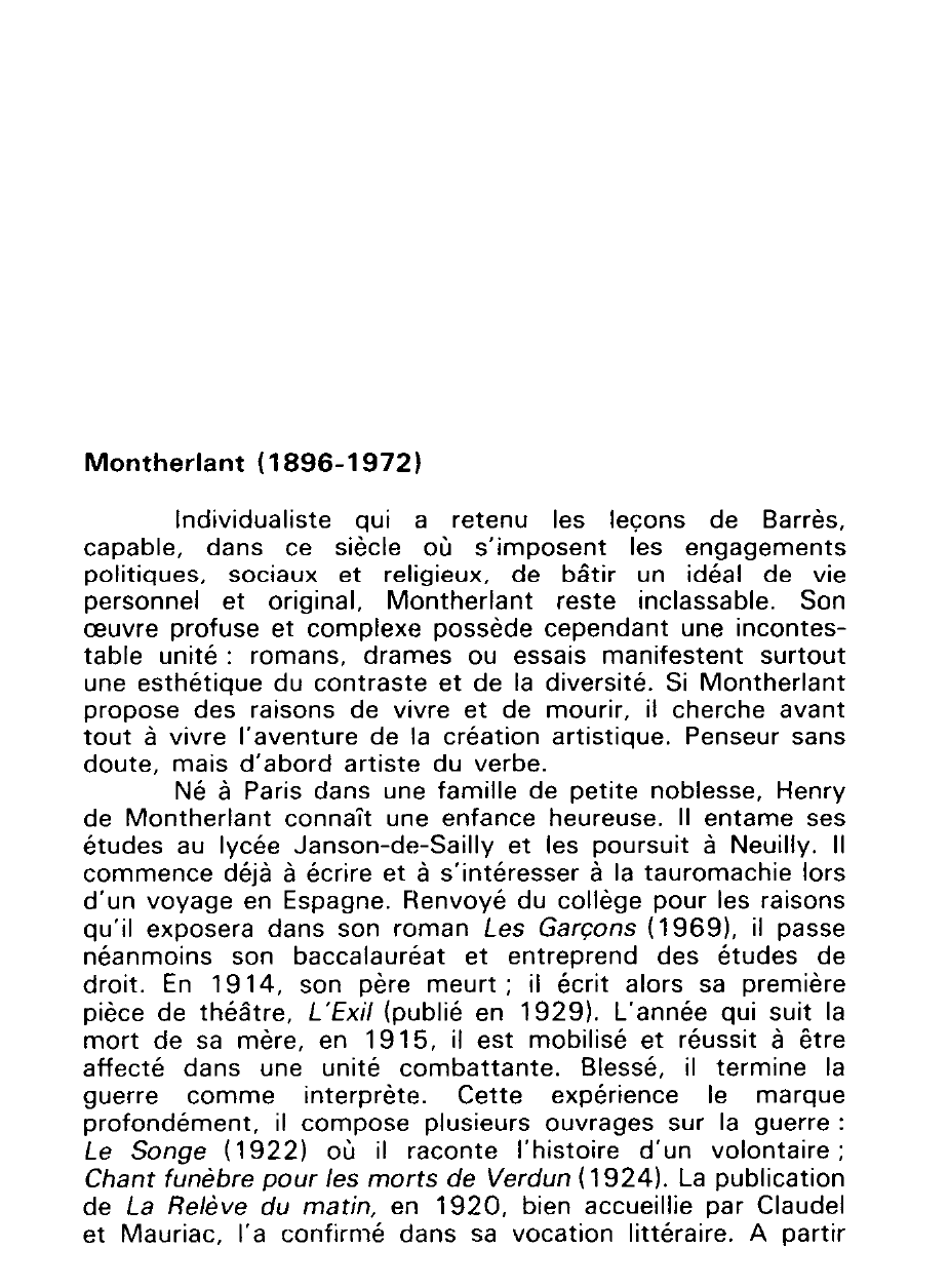 Prévisualisation du document Henry de Montherlant