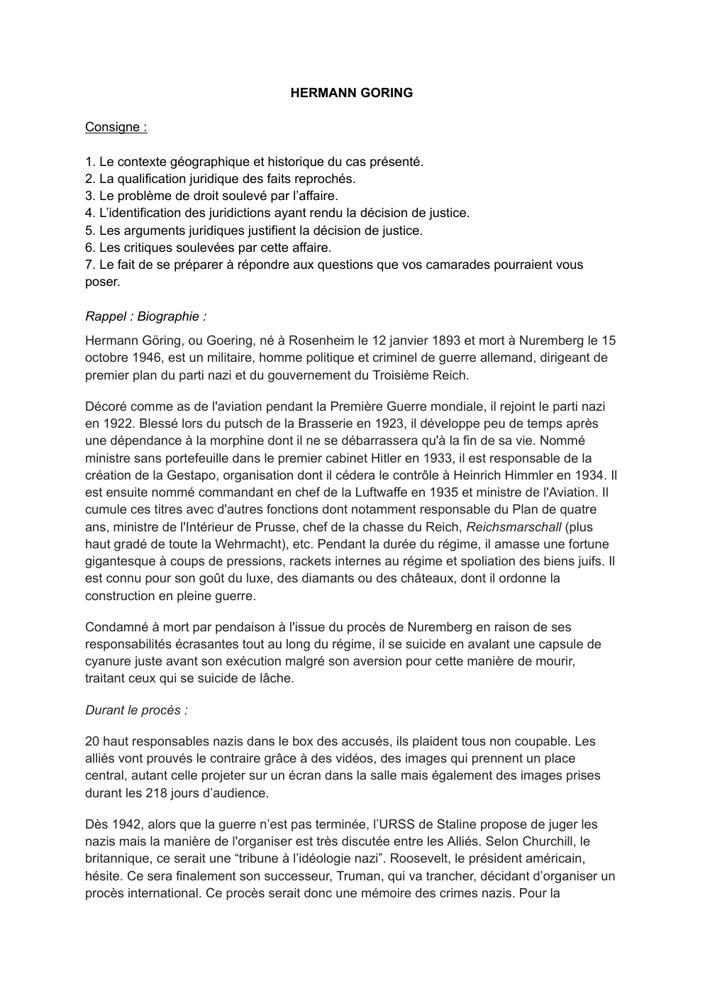 Prévisualisation du document Hermann Goering : procès de Nuremberg