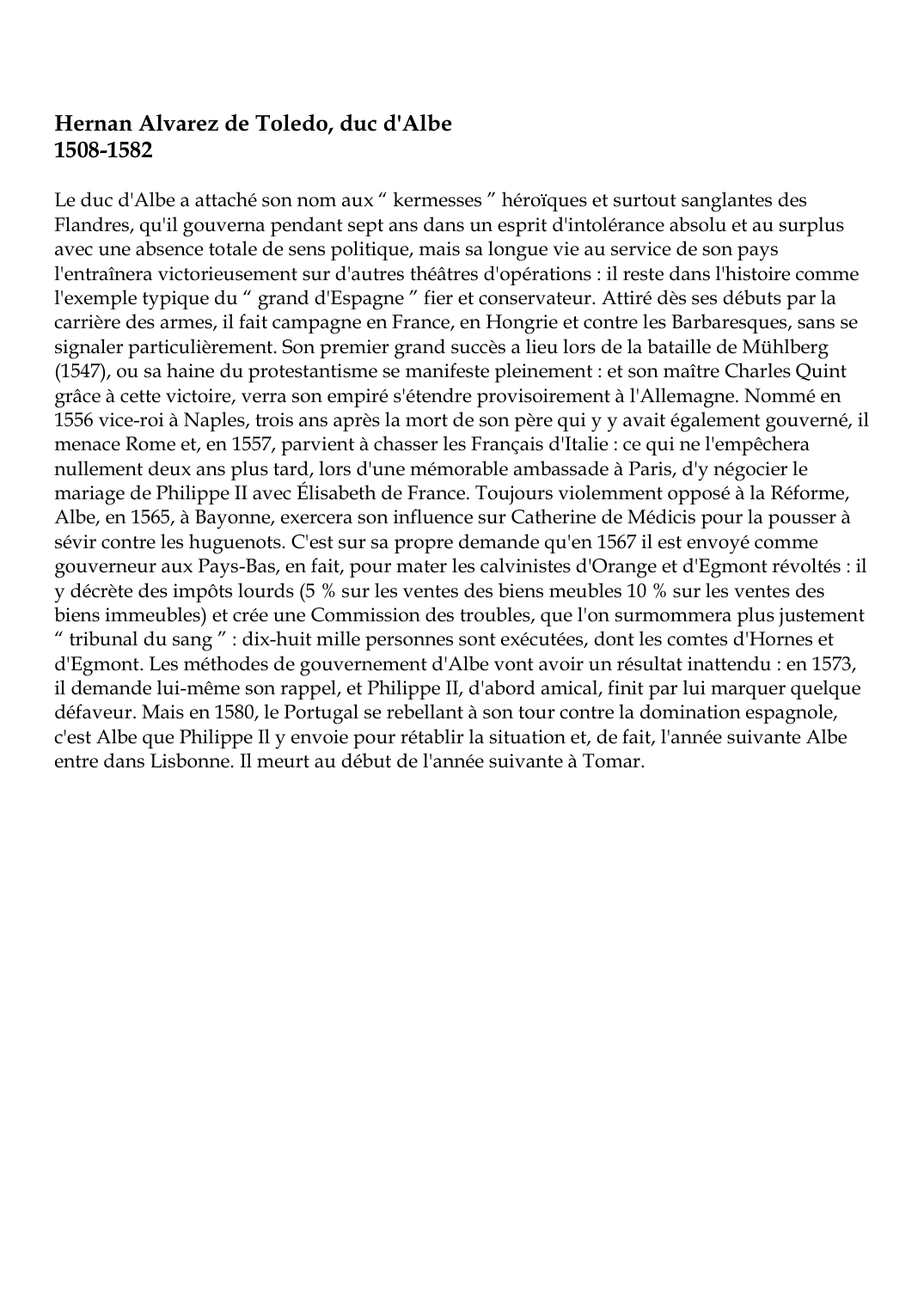 Prévisualisation du document Hernan Alvarez de Toledo, duc d'Albe1508-1582Le duc d'Albe a attaché