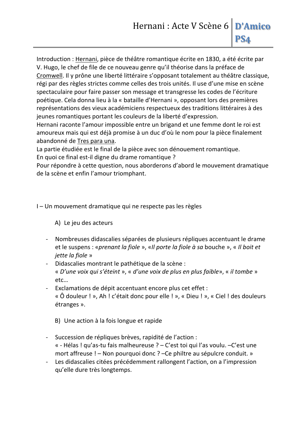 Prévisualisation du document Hernani : Acte V Scène 6 - Hugo (commentaire)