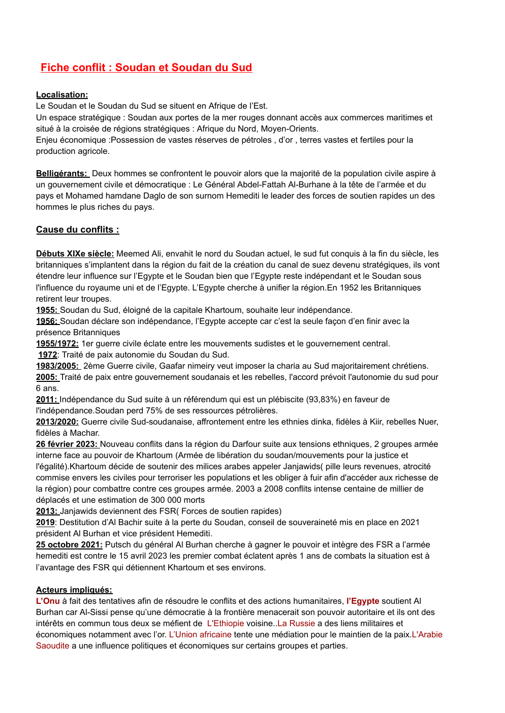 Prévisualisation du document HGGSP Fiche conflit : Soudan et Soudan du Sud