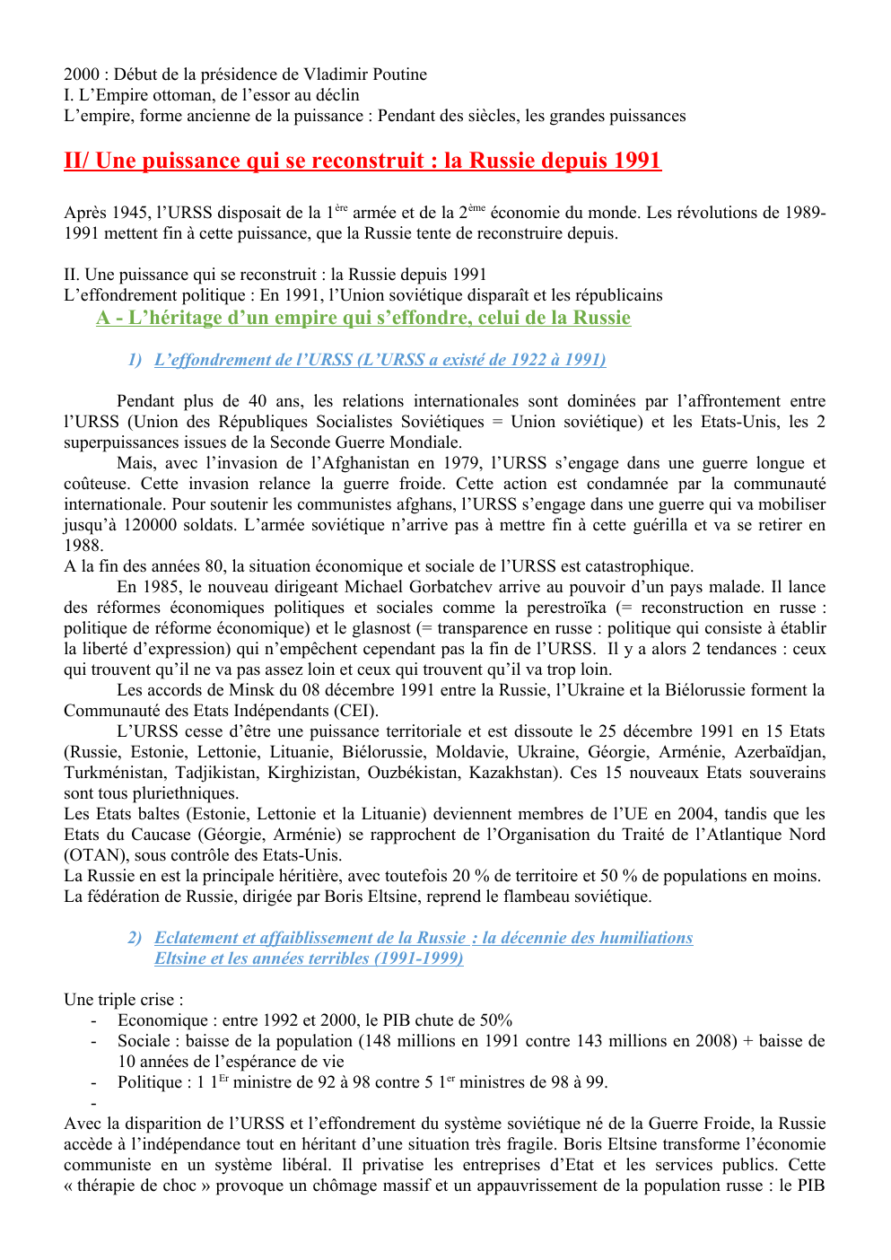 Prévisualisation du document HGGSP - Les puissances : la Russie depuis 1991