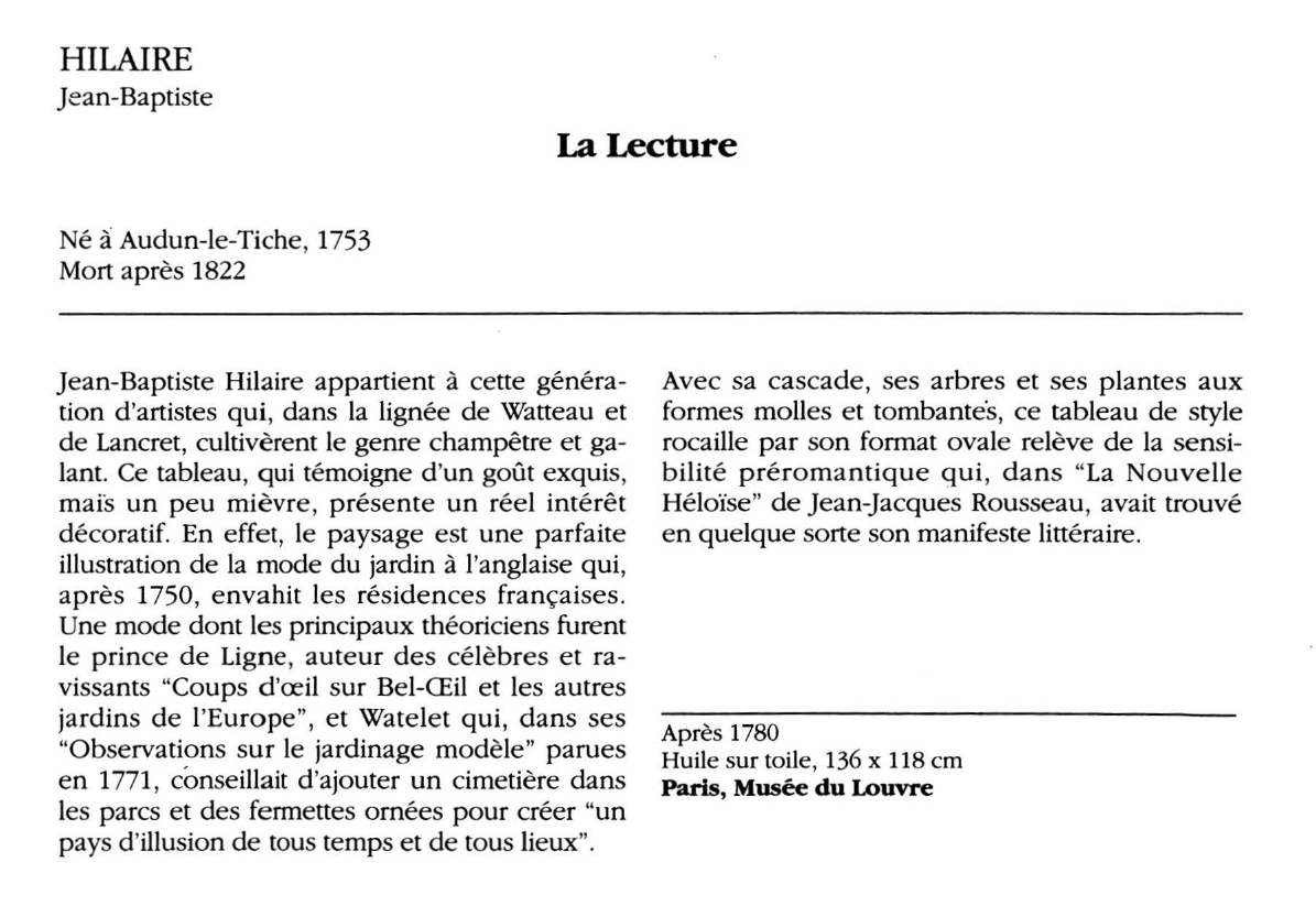Prévisualisation du document HILAIRE jean-Baptiste : La Lecture