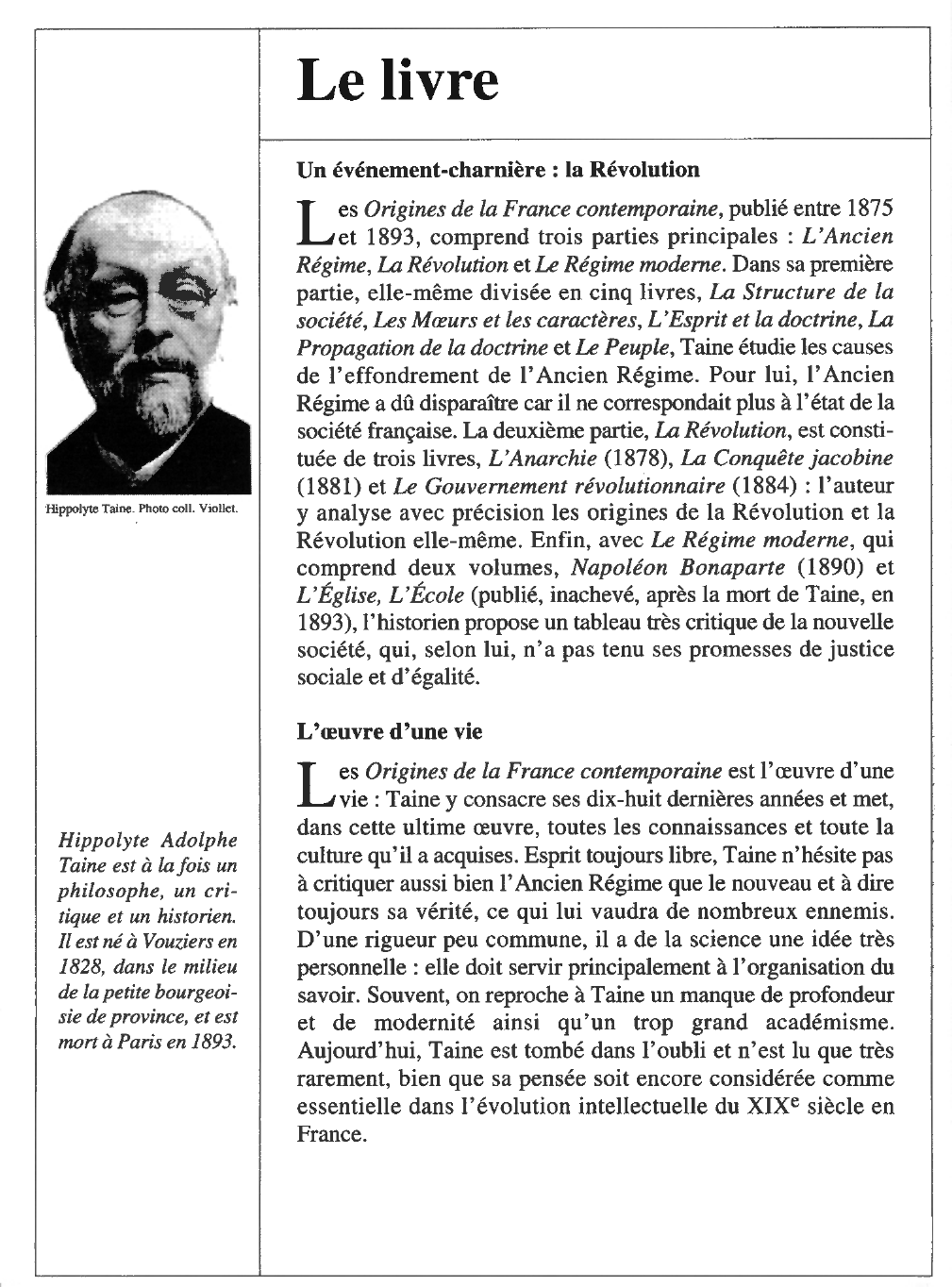 Prévisualisation du document Hippolyte TAINE : Origines de la France contemporaine