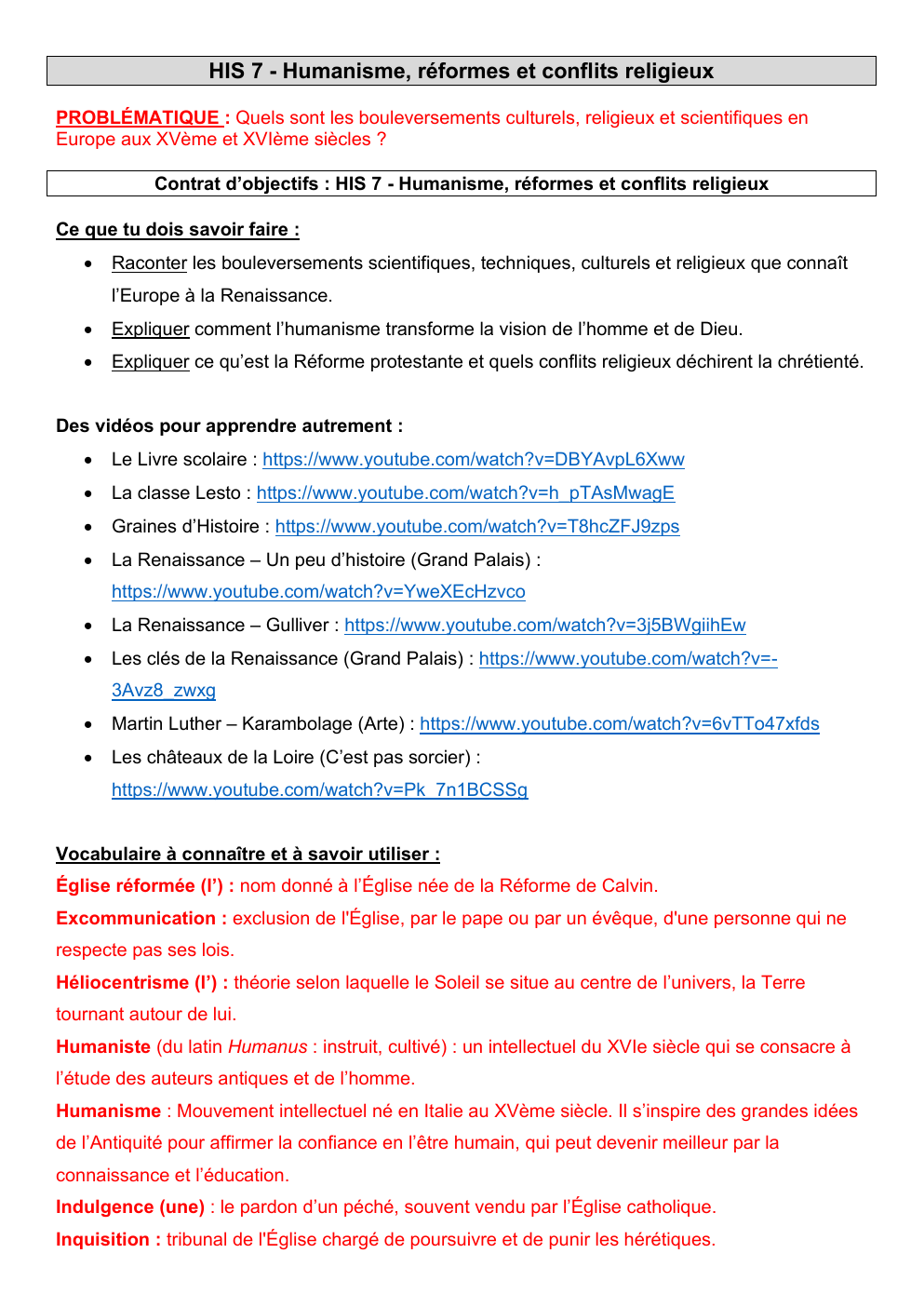 Prévisualisation du document HIS 7 - Humanisme, réformes et conflits religieux