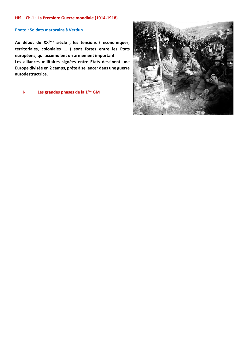 Prévisualisation du document HIS – Ch.1 : La Première Guerre mondiale (1914-1918)