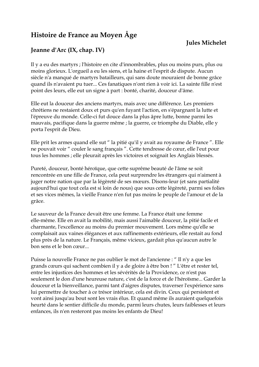 Prévisualisation du document Histoire de France au Moyen ÂgeJules MicheletJeanne d'Arc (IX, chap.