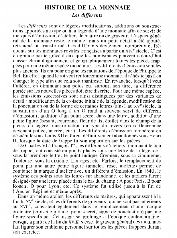 Prévisualisation du document HISTOIRE DE LA MONNAIE:Les différents (histoire).