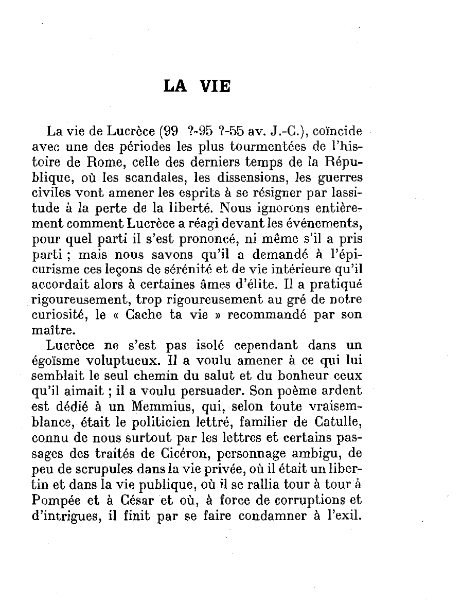 Prévisualisation du document Histoire de la philosophie: LUCRECE.