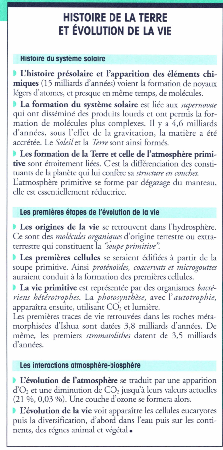 Prévisualisation du document -

HISTOIRE DE LA TERRE
ET ÉVOLUTION DE LA VIE
Histoire du système solaire
L'histoire présolaire et l'apparition des éléments...