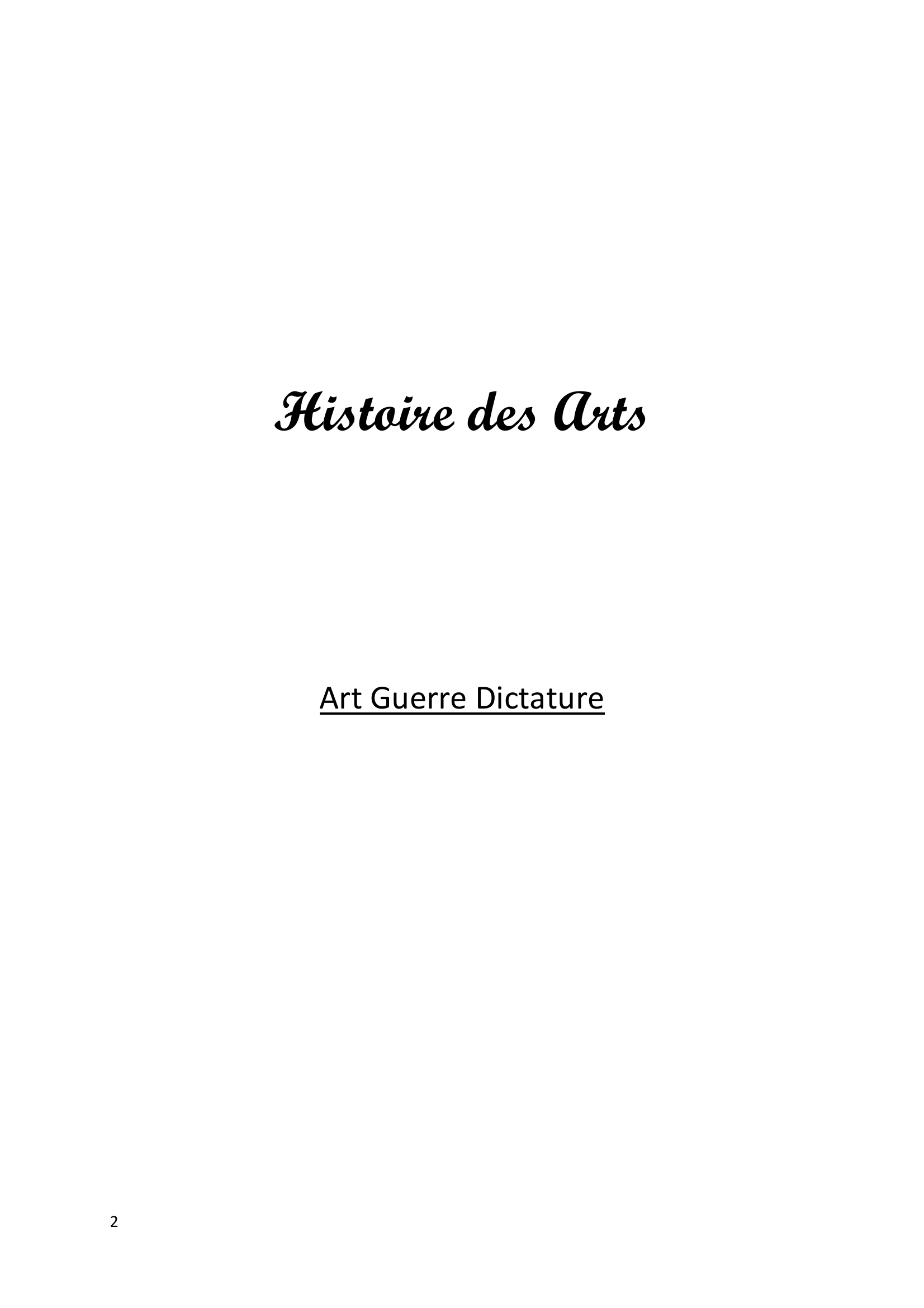Prévisualisation du document Histoire des Arts: Art Guerre Dictature