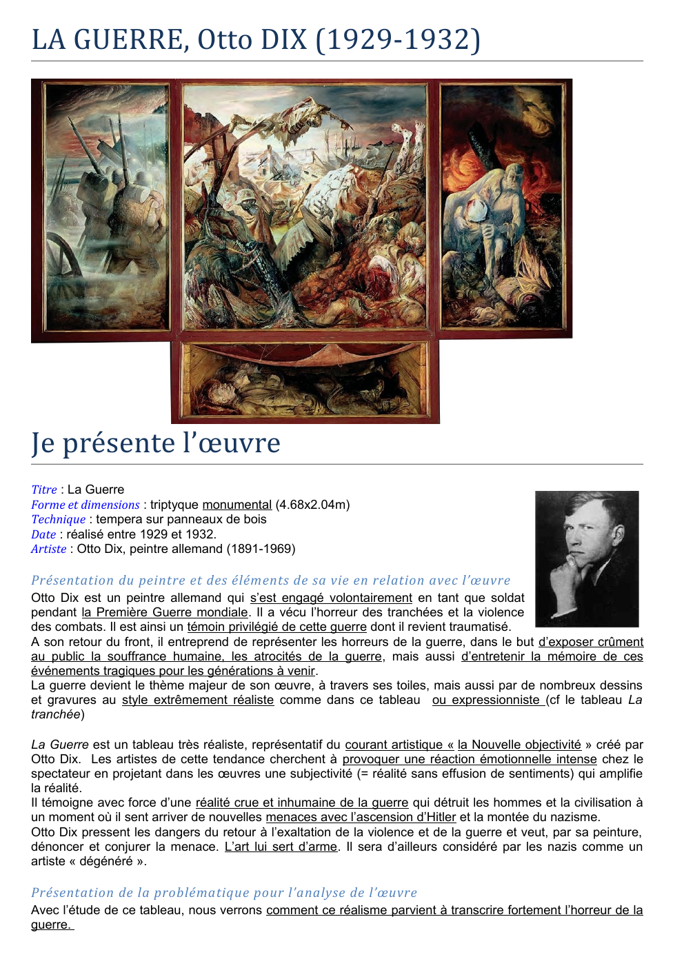 Prévisualisation du document Histoire des arts, la guerre Otto Dix