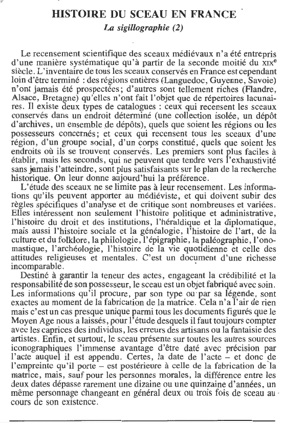 Prévisualisation du document HISTOIRE DU SCEAU EN FRANCE:La sigillographie  (HISTOIRE).
