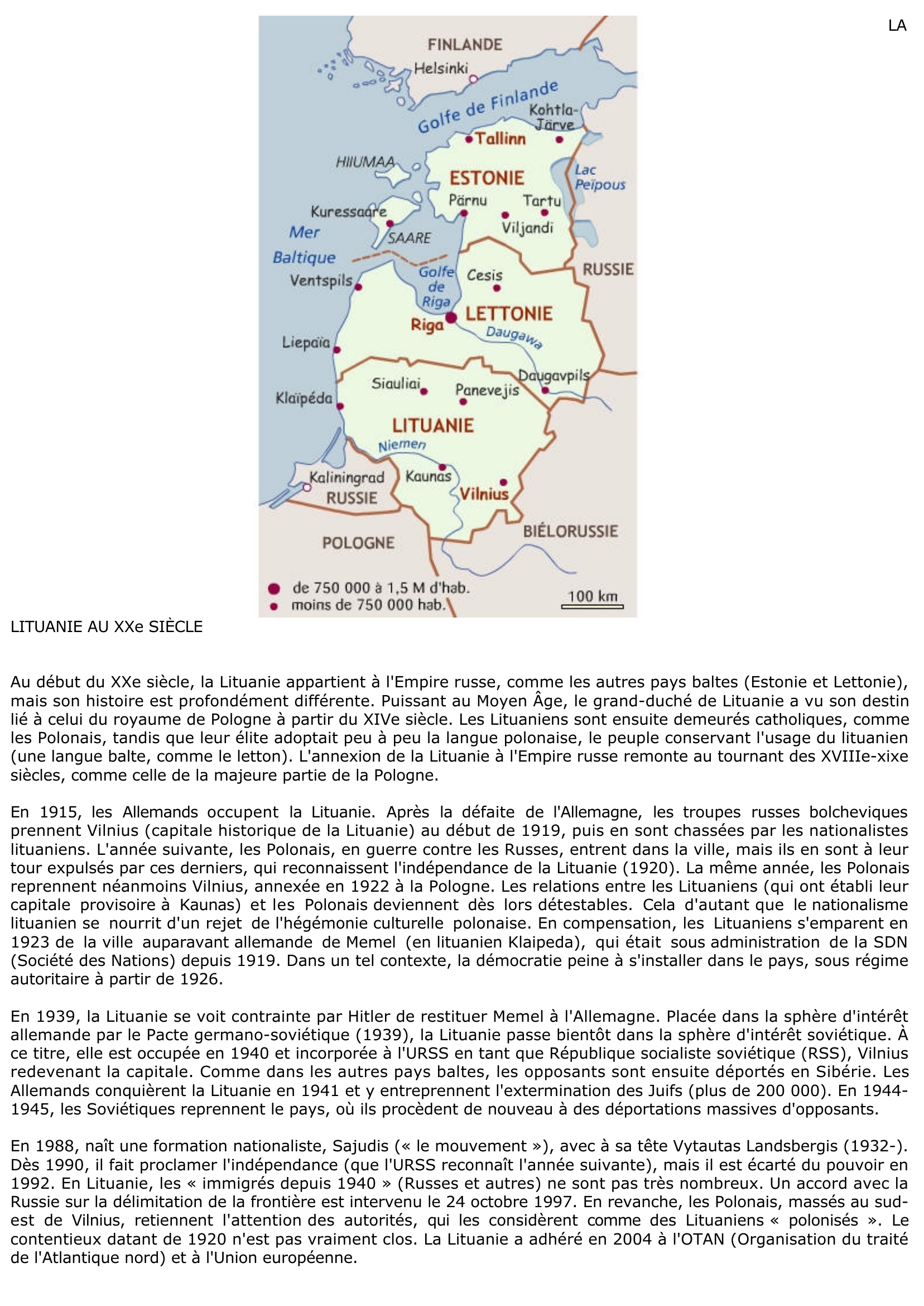 Prévisualisation du document Histoire et géographie de la Lituanie