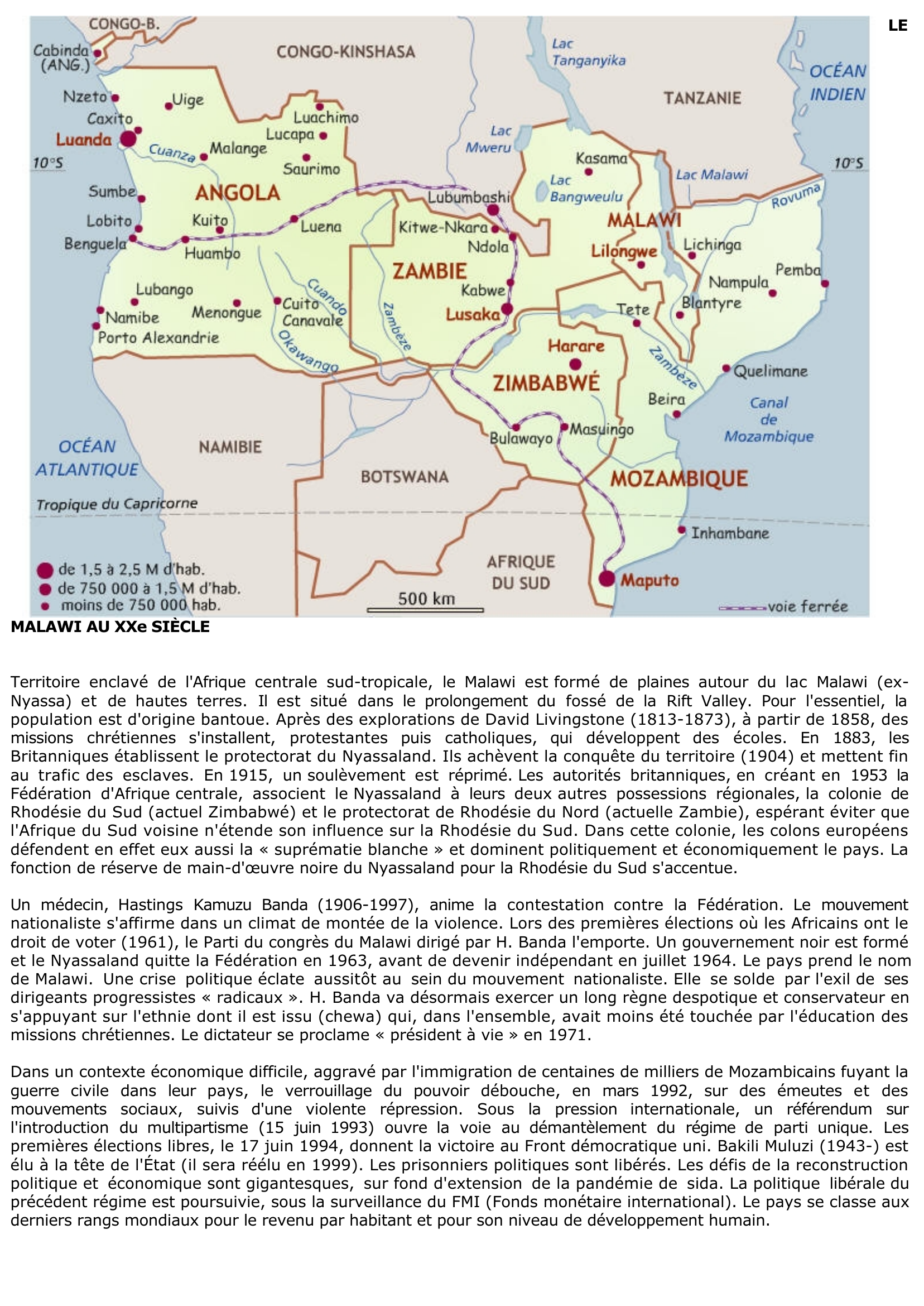 Prévisualisation du document Histoire et géographie du Malawi