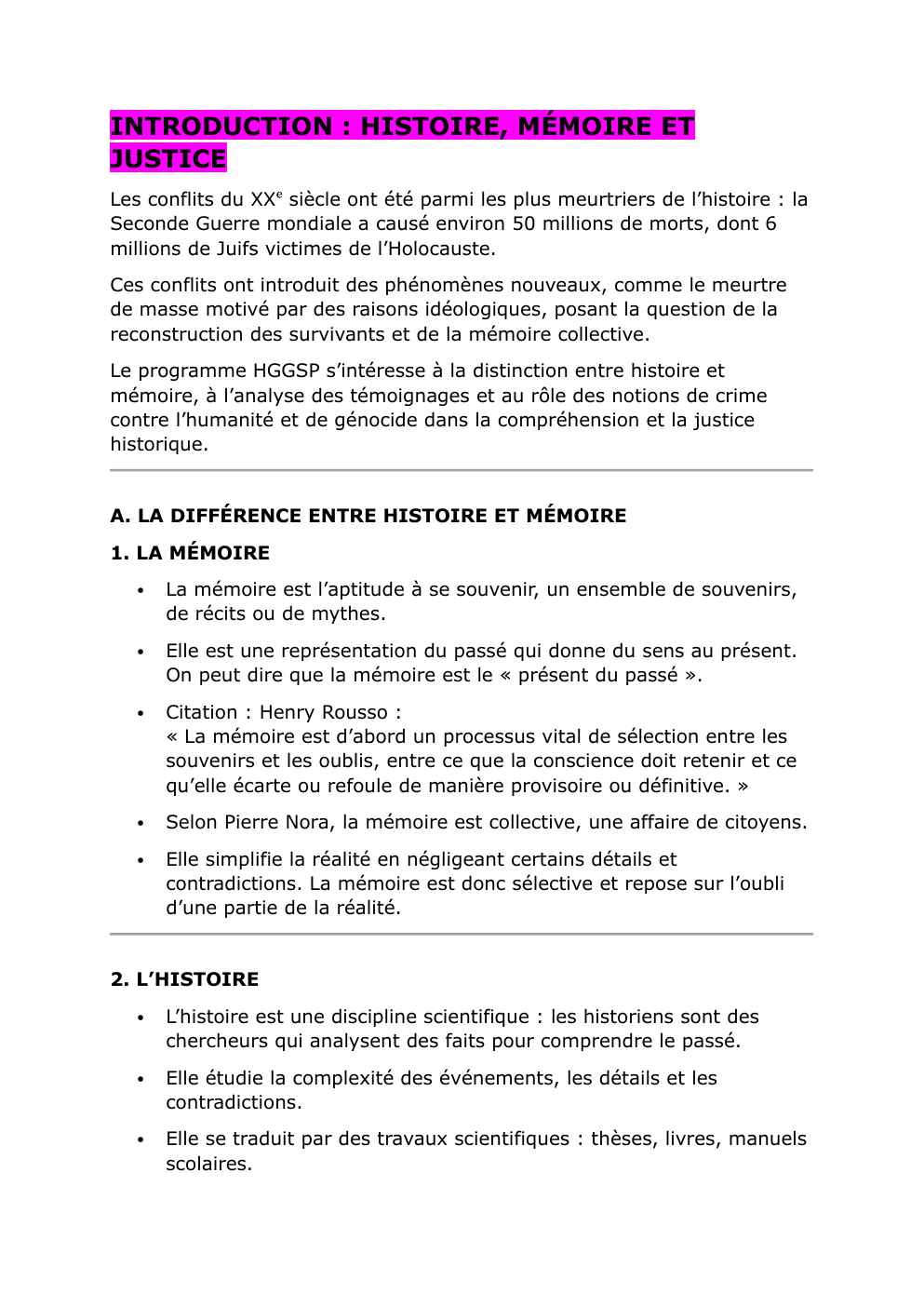 Prévisualisation du document Histoire et Mémoire COURS HGGSP
