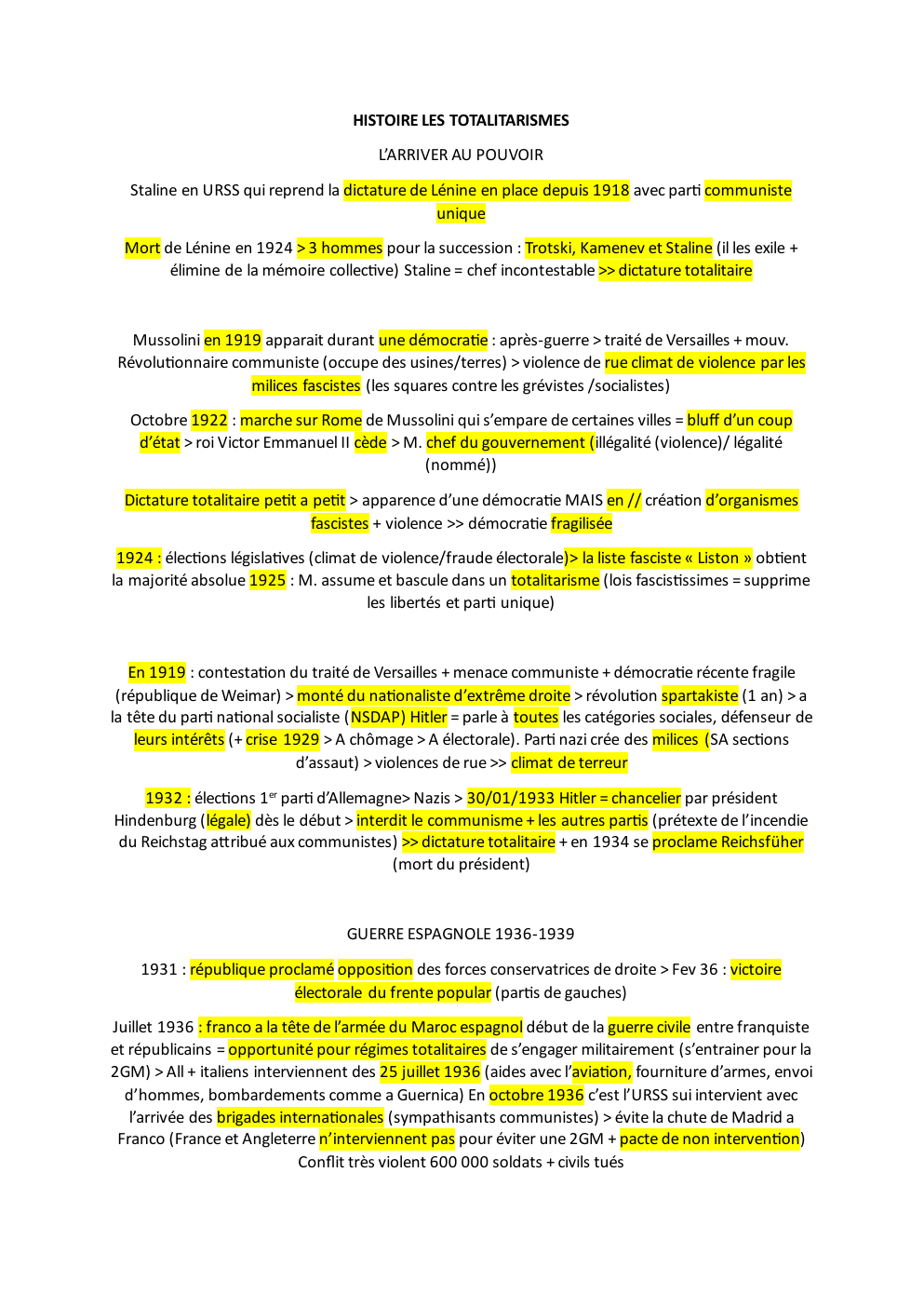 Prévisualisation du document HISTOIRE LES TOTALITARISMES L’ARRIVE AU POUVOIR