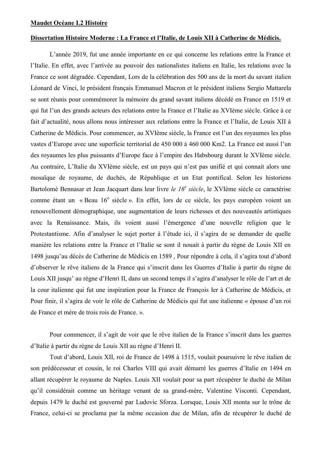 Prévisualisation du document Histoire Moderne : La France et l’Italie, de Louis XII à Catherine de Médicis