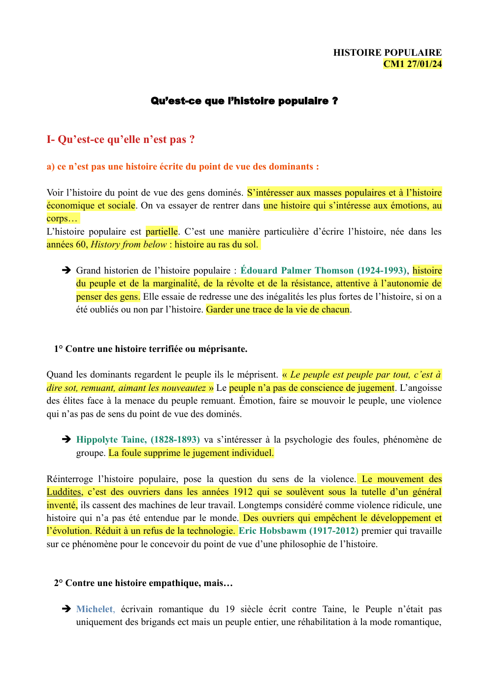 Prévisualisation du document HISTOIRE POPULAIRE CM1 27/01/24 Qu’est-ce que l’histoire populaire ?