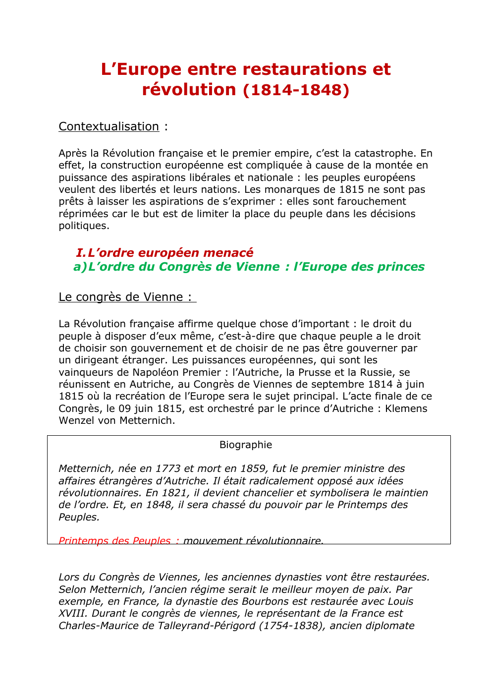 Prévisualisation du document histoire révolution L’Europe entre restaurations et révolution (1814-1848)