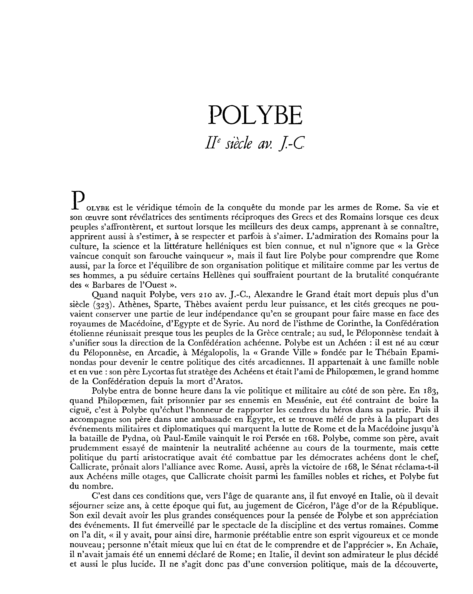Prévisualisation du document Histoires de Polybe (Résumé & Analyse)