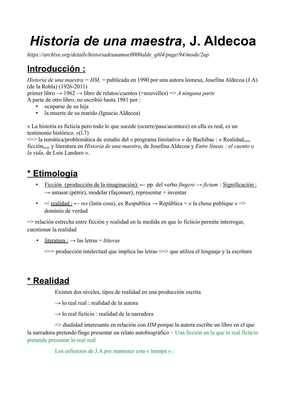 Prévisualisation du document Historia de una maestra, Josefina Aldecoa - objet d'étude de BachiBac