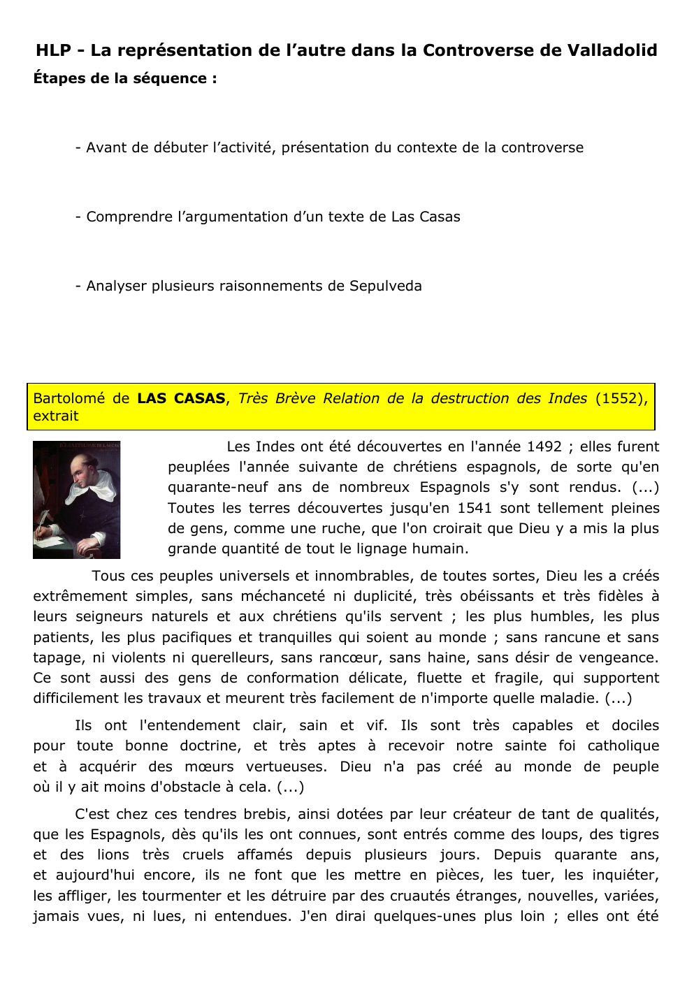 Prévisualisation du document HLP - La représentation de l’autre dans la Controverse de Valladolid
