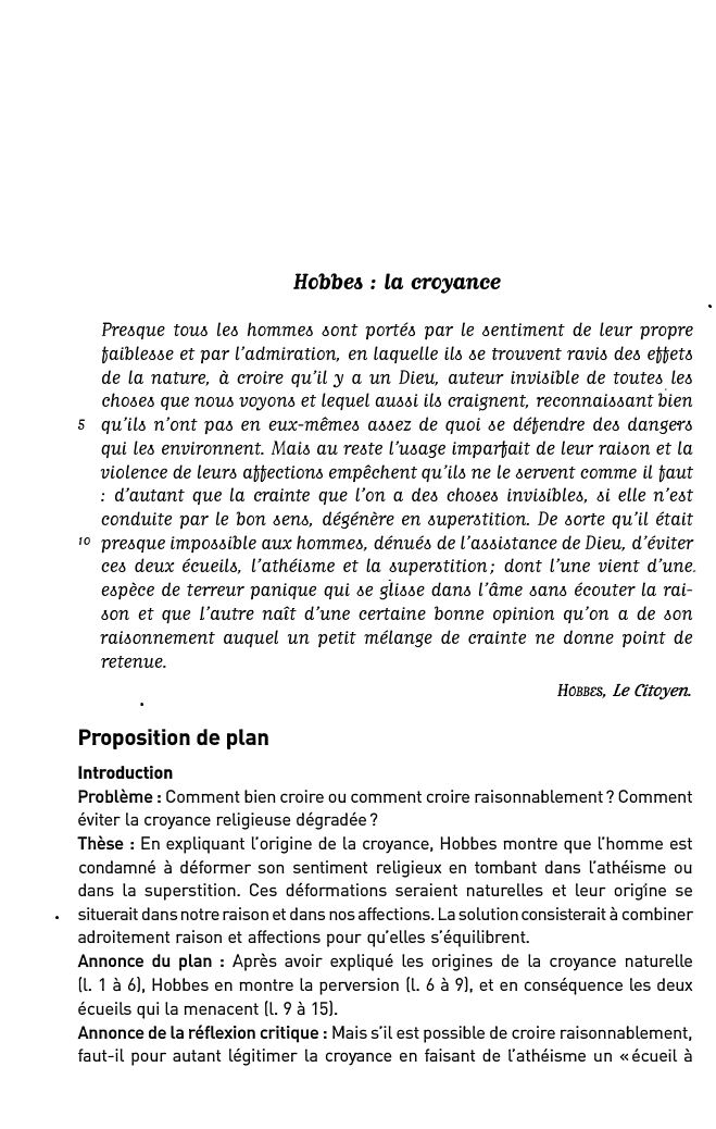 Prévisualisation du document Hobbe& : La croyance
Preoque touo leo hommeo 60nt portéo par le oentiment de leur propre
taibleMe et par l'admiration,...