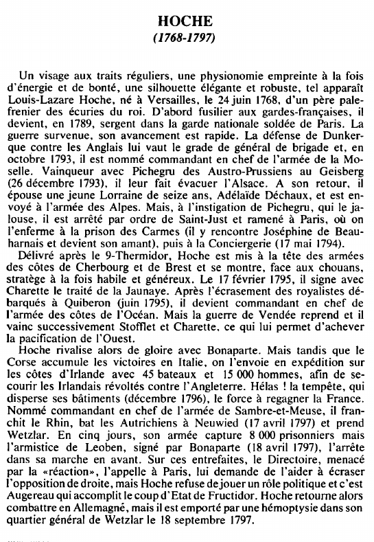 Prévisualisation du document HOCHE(1768-1797) - BIOGRAPHIE.