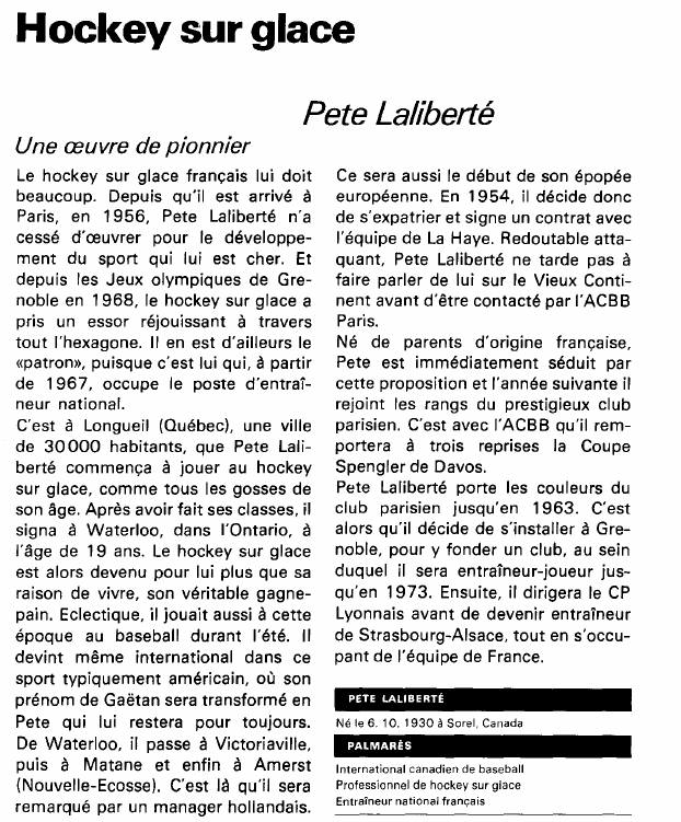Prévisualisation du document Hockey sur glace:Pete Laliberté (sport).