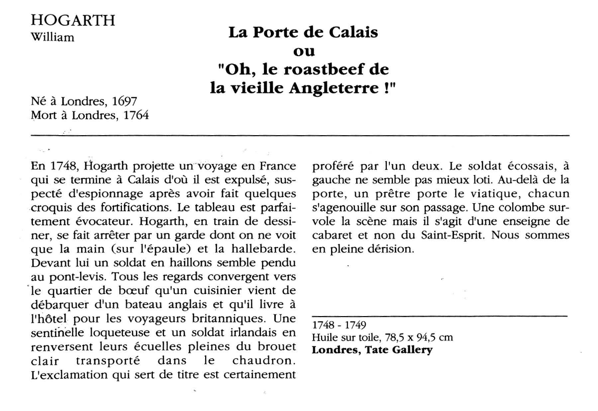 Prévisualisation du document HOGARTH William: La Porte de Calais ou Oh, le roastbeef de  la vieille Angleterre !