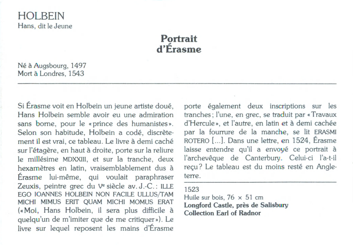 Prévisualisation du document HOLBEIN Hans, dit le Jeune : Portrait d'Érasme
