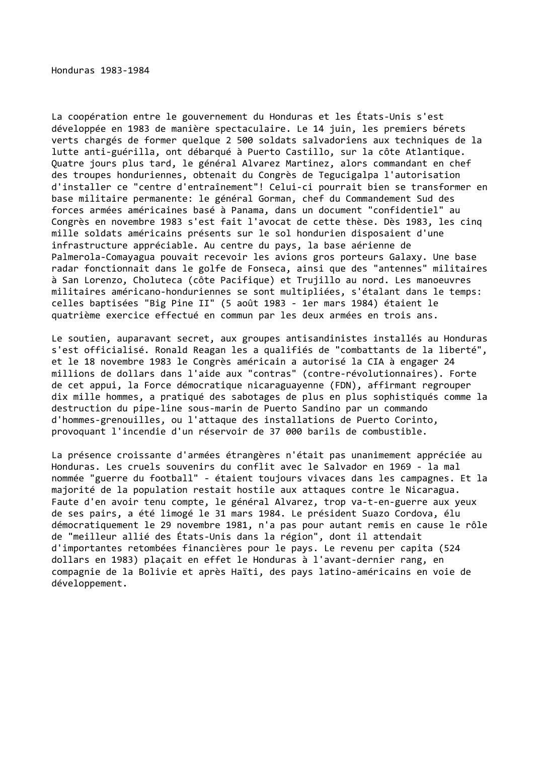 Prévisualisation du document Honduras (1983-1984)