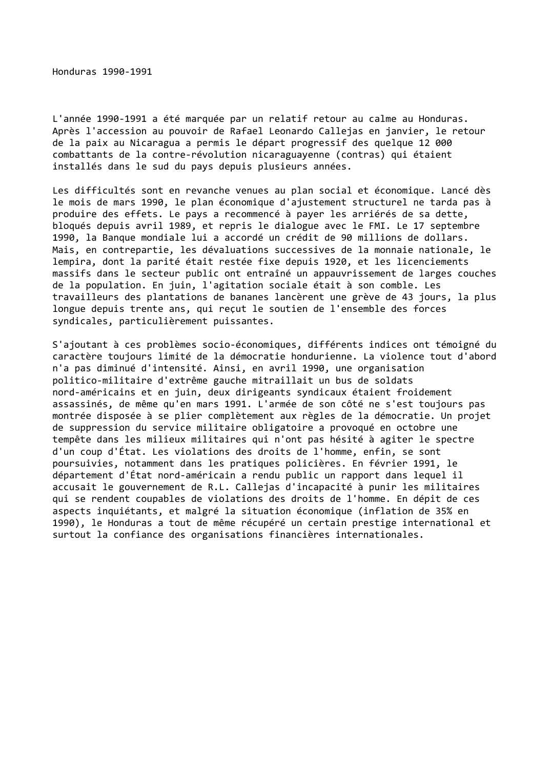 Prévisualisation du document Honduras (1990-1991)