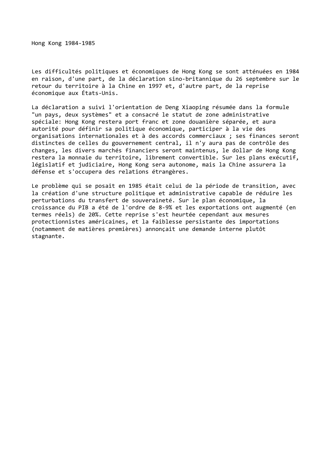 Prévisualisation du document Hong Kong (1984-1985)
