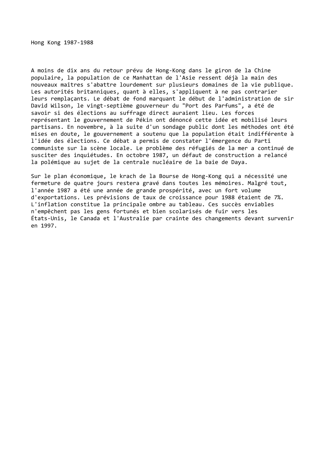 Prévisualisation du document Hong Kong 1987-1988