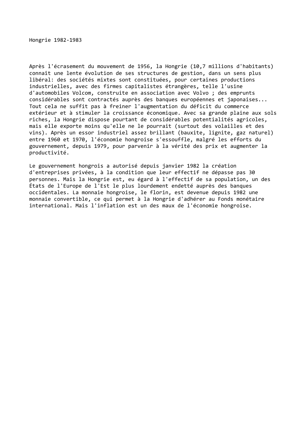 Prévisualisation du document Hongrie (1982-1983)
